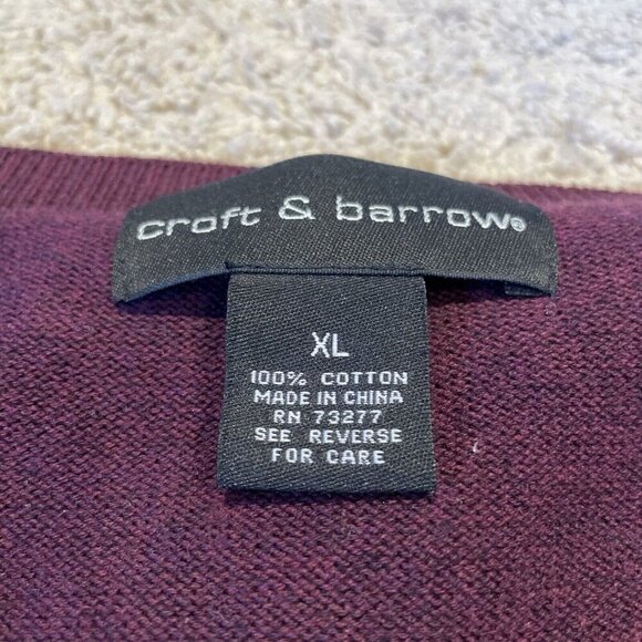 Croft & Barrow Sweater Vest Men XL Burgundy Classic Pullover 100% Cotton Grandpa - Picture 4 of 7